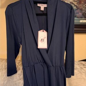 BY Design Navy Faux Wrap Maxi Dress w/ Waist Tie | Size L | NWT